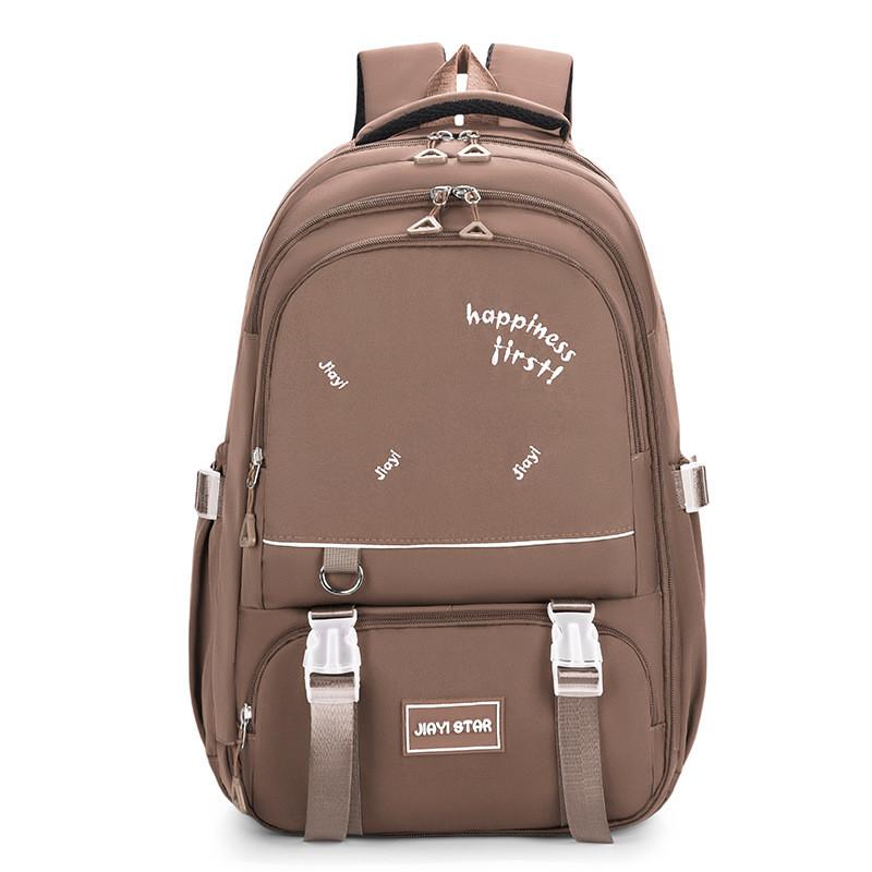 Solid Color Simple Letter Print Student Casual Backpack For School Use Day