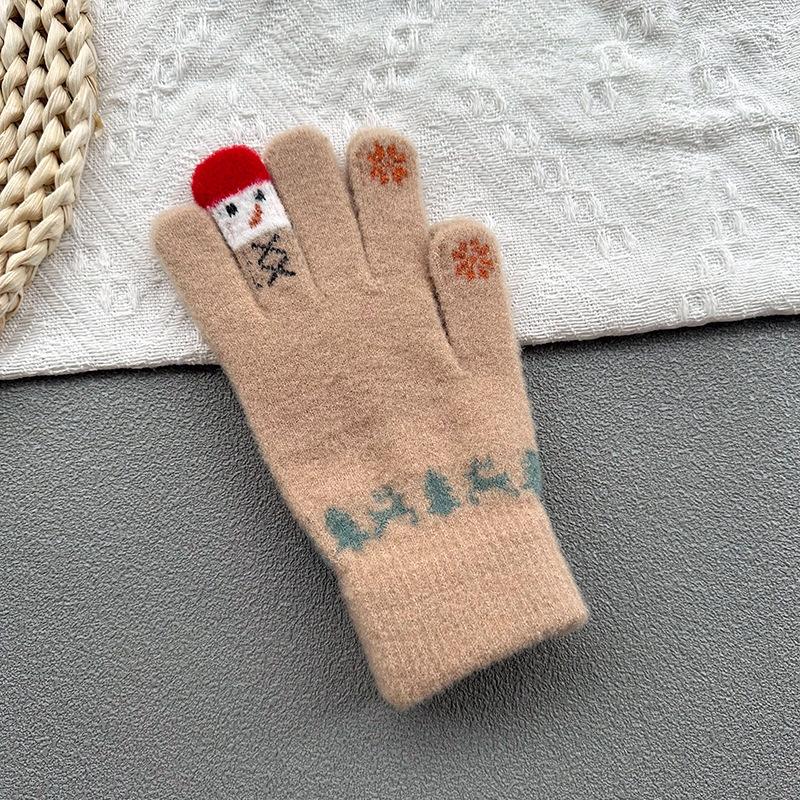 

Милые варежки снеговики из шерсти, вязаные, женские, зимние, студенческие, мультяшные, можно утеплить, чтобы сохранить тепло, для велоспорта, от холода, парные