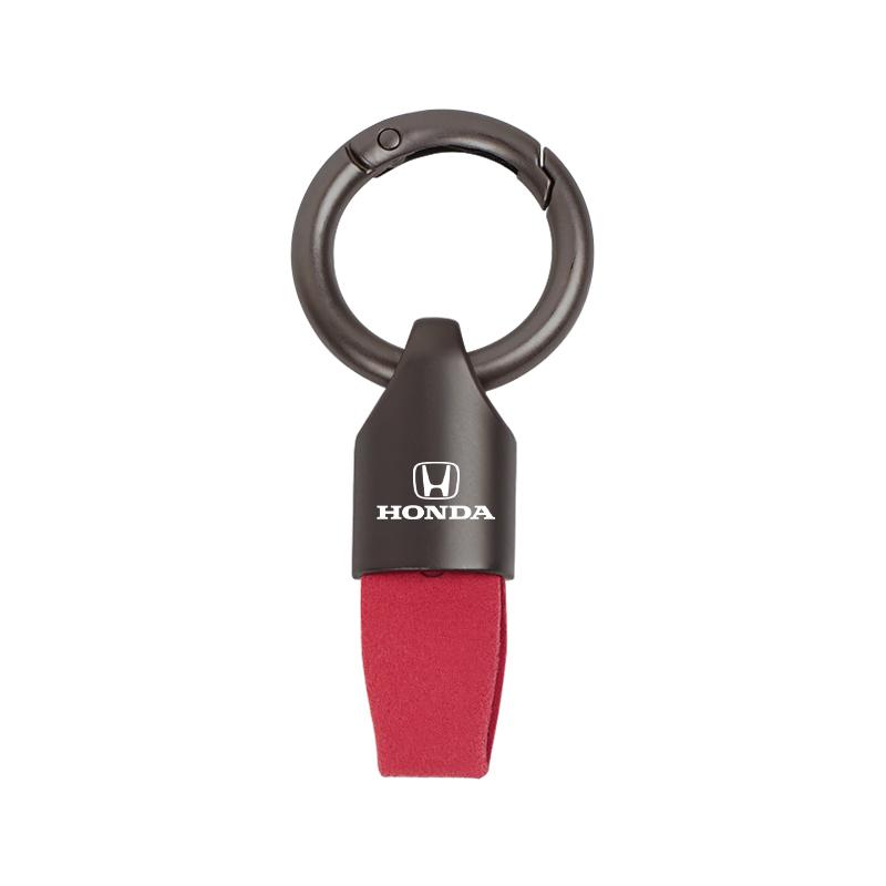 Leather Keychain Car Styling Emblem Metal Pendant For Honda Civic FIT Prelude Insight Odyssey Vezel CRV Accord Jazz HRV Stepwgn RH6