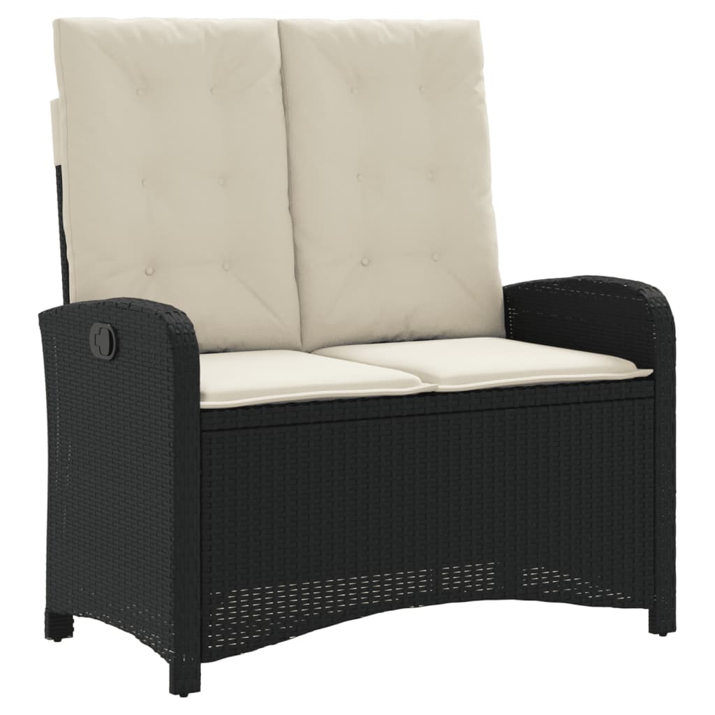 2 Piece Garden Dining Set with Cushions Black Poly Rattan