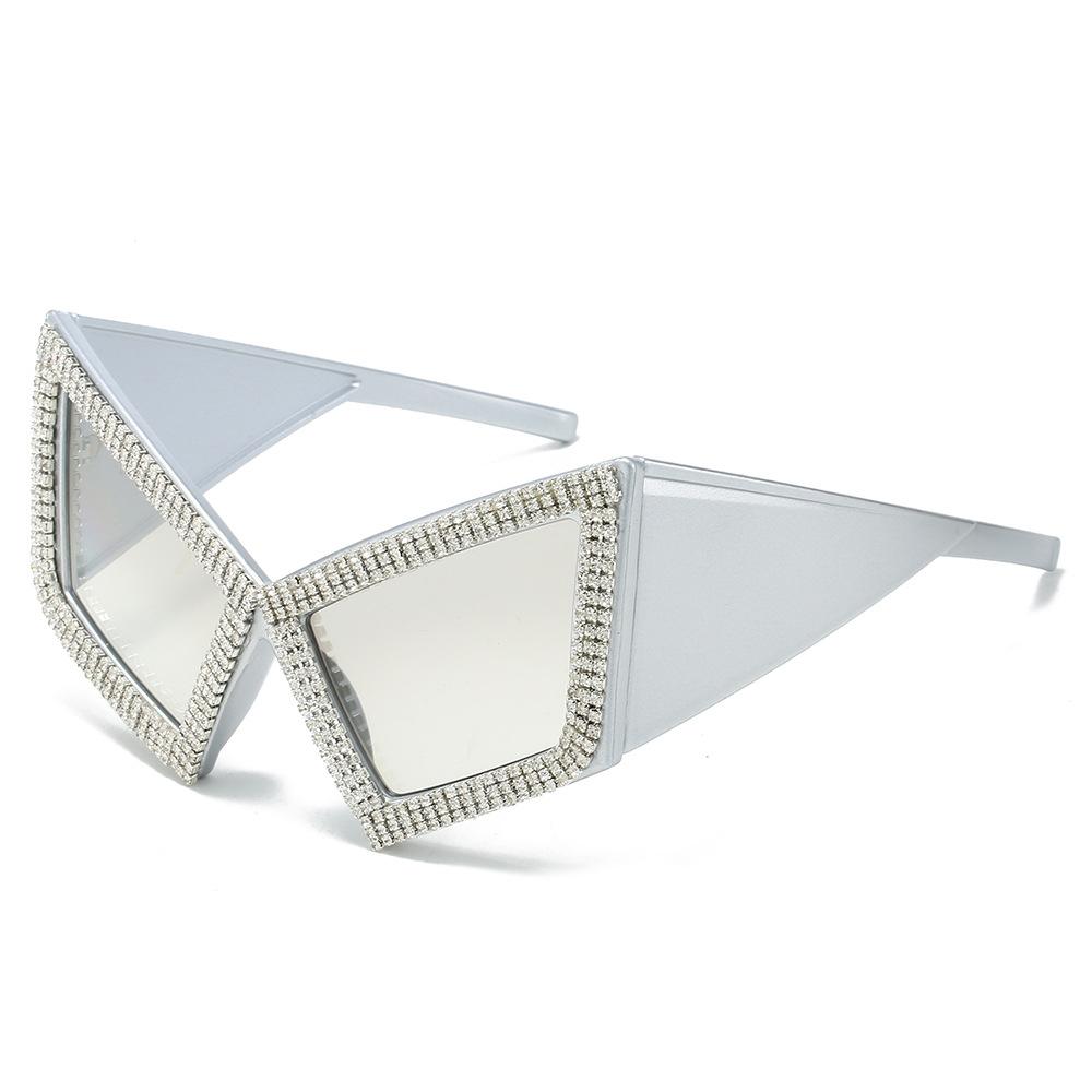 Vintage Sexy Ladies Oversized Diamond Cat Eye Sunglasses Women For Female Luxury Brand Designer Popular Trendy Sun Glasses Uv400