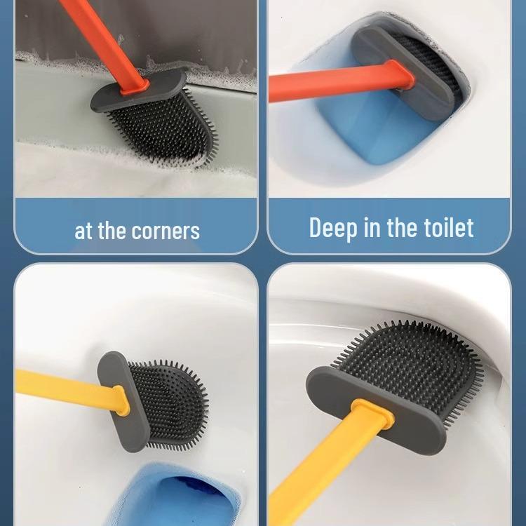 Wall-Mounted Soft-Bristled Toilet Brush for Complete Bathroom Cleaning