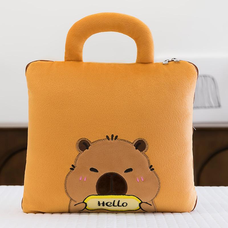Capybara 2in1 Cartoon Quilt Office Nap Pillow Car Blanket Multifunctional
