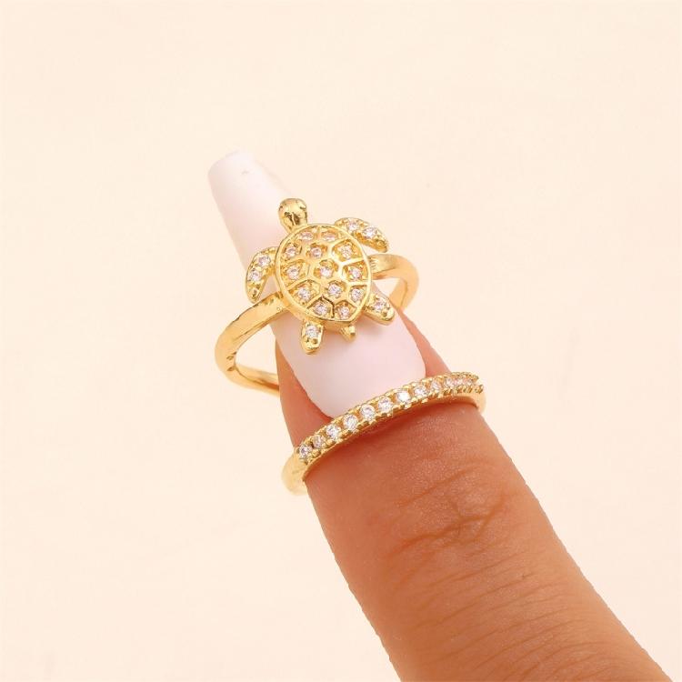 5Pieces Trendy Nail Opening Rings with Ocean Theme Nail Rings Stainless Steel Texture for Nail Accessories and Gifts