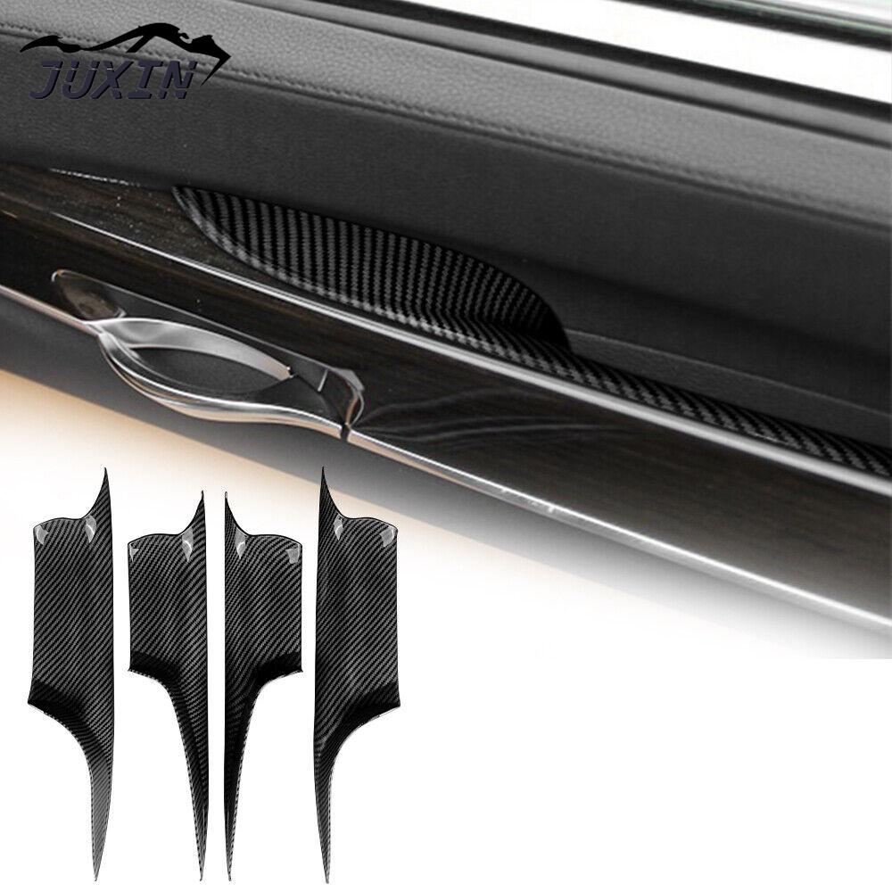 Door Interior Inner Handle Pull Carrier Cover Fit For 2008-2015 BMW 7 Series F01 Carbon Fibre
