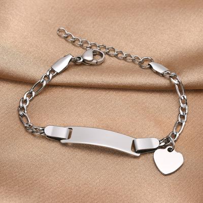Bijoux en Acier Inoxydable Personnalisés Bracelet d'Identification Nom Personnalisé Cadeaux d'Anniversaire Filles Garçons, Bracelet à Maillons Chaîne Curb Couronne