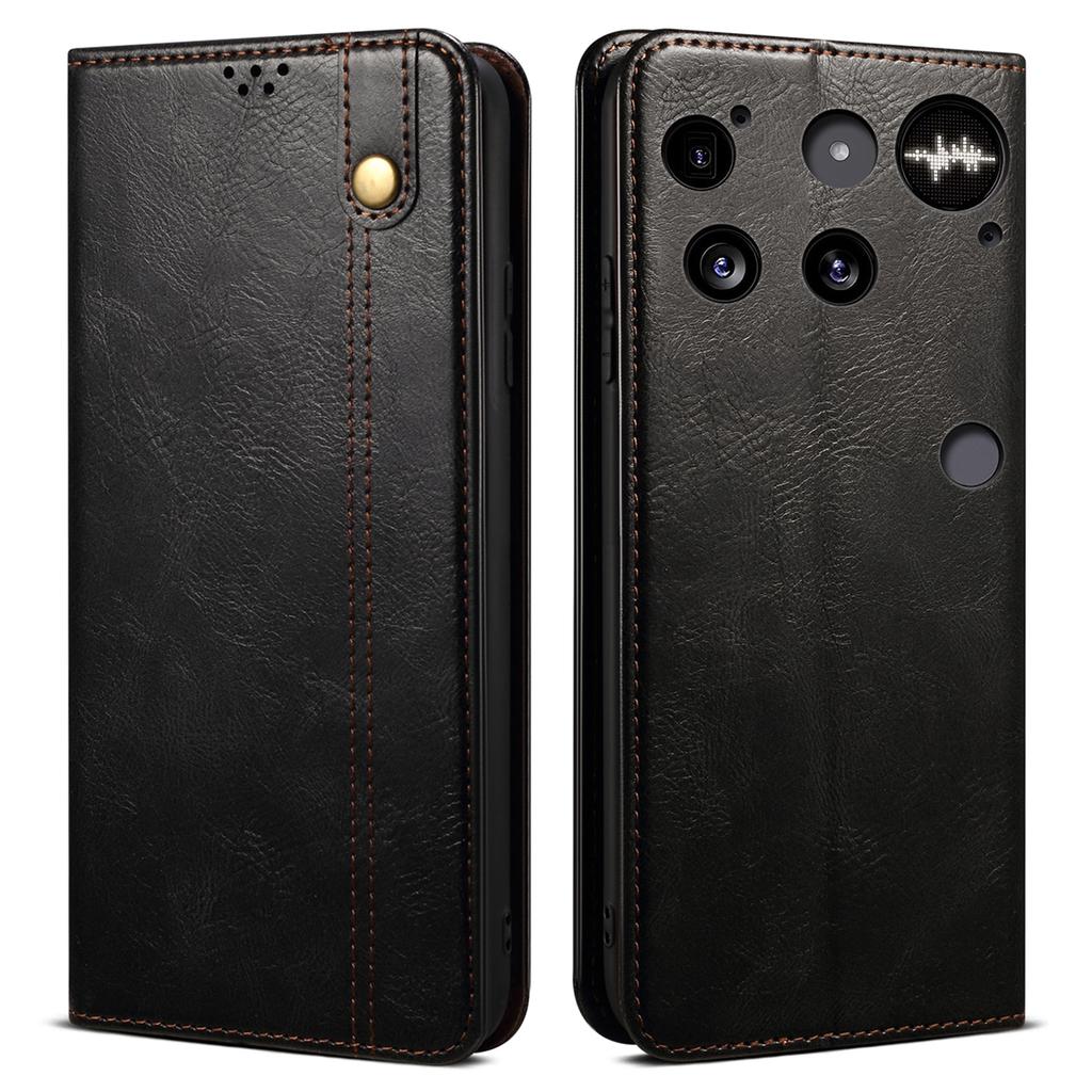 For Nothing Phone (3) 5G Case Crazy Horse Texture Waxy Leather Wallet Stand Phone Cover