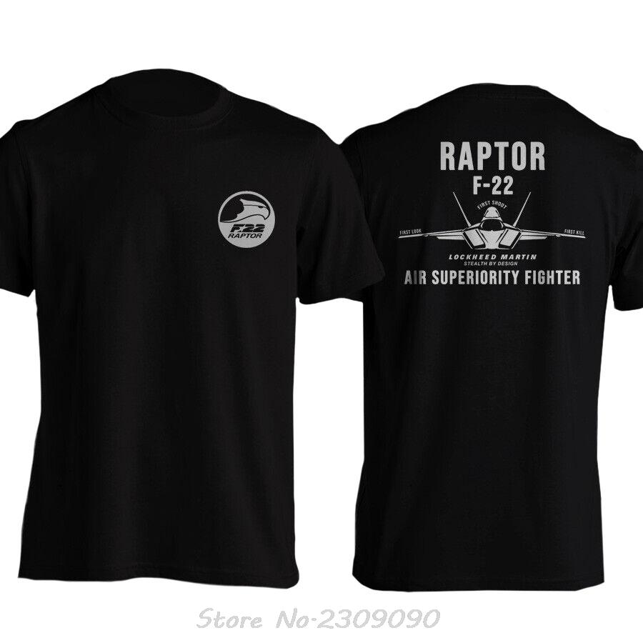 T-shirt Militare in Cotone USAF Raptor F-22 Fighter Superiore Casual Girocollo Unisex Top Magliette Oversi