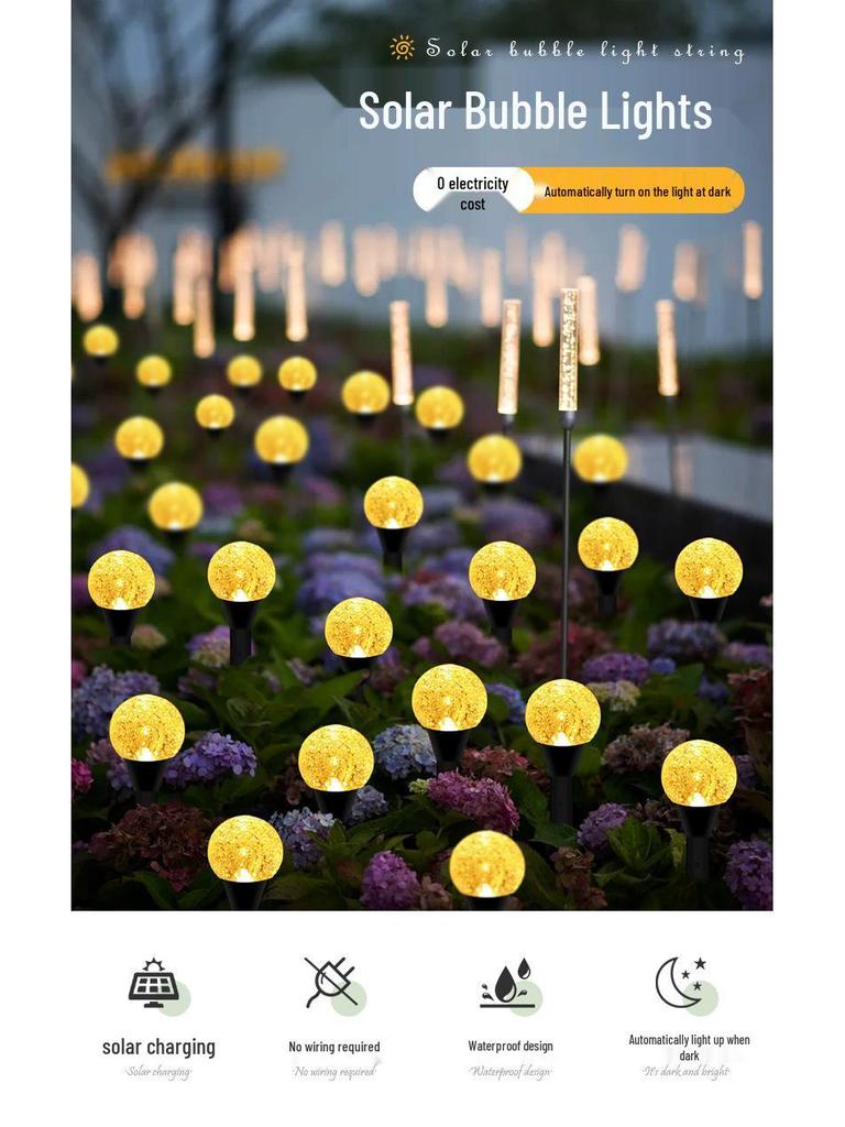Solar Bubble Ball String Lights - Outdoor Fairy Lights for Courtyard, Path, and Lawn Decor