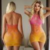 Sexy Colored Gradient Style Bodysuit Women Sexy Lingerie Erotic Fishnet Bodystockings Lace Underwear Porn Outfit Club Dess