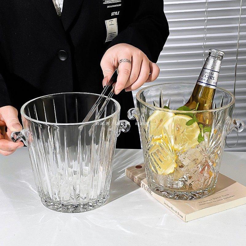 ZISIZ Thickened Glass Portable Ice Bucket