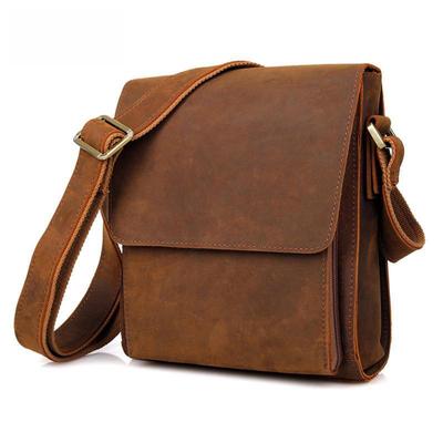 "Vintage Genuine Leather Large Capacity Men's Messenger Bag - Crazy Horse Cowhide Shoulder Bag"
