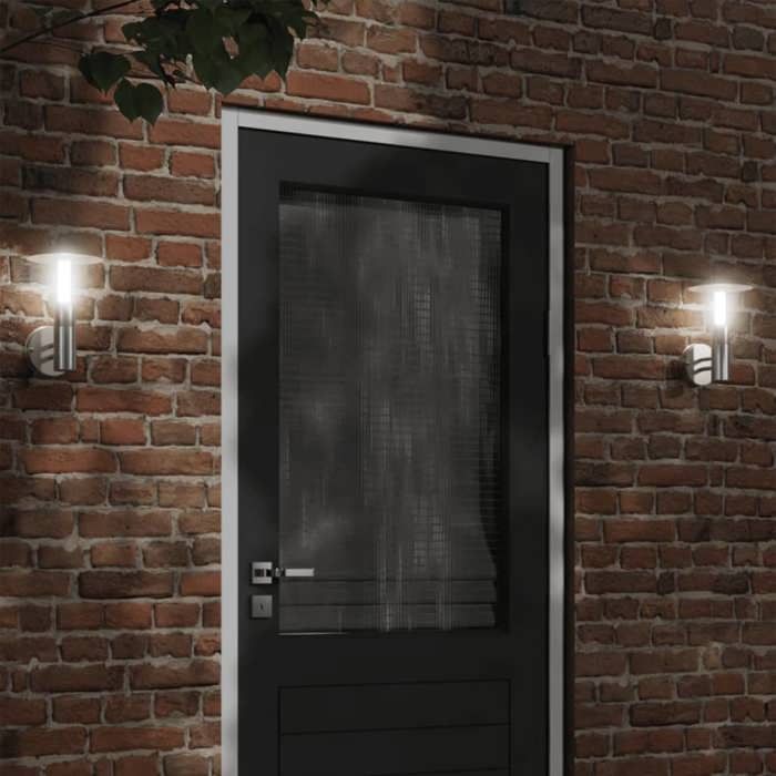 VidaXL Appliques murales d'extérieur 2pcs argenté acier inoxydable, éclairage mural d'extérieur, lampe murale de jardin, 4006237