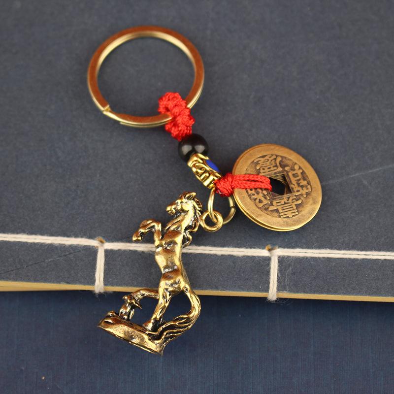 1 Stück Kupfer Feng Shui Reichtum Schlüsselanhänger 2026 Jahr des Chinesischen Tierkreises Pferd Glücklicher Schlüsselanhänger Damen Herren Tasche Anhänger Schmuck Geschenk