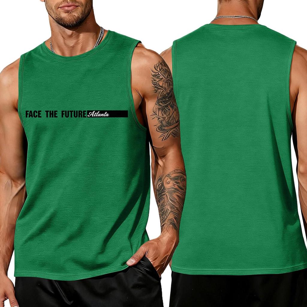 Men's Loose And Casual Trend Letter Pattern Printed Tank Top For Men, Men's Sporty Breathable Sleeveless Top
