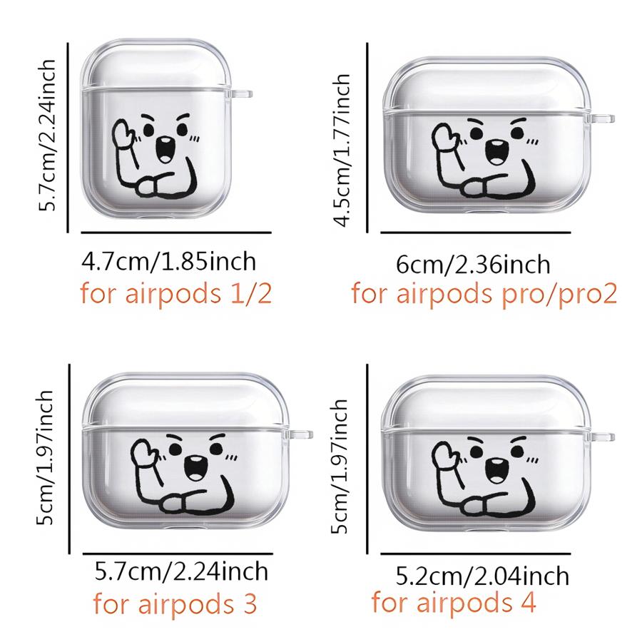 Simple Happy Expression Clear Earphone Cases Cover Case For Airpods 4 3 Pro3 Pro2 2 Pro 1