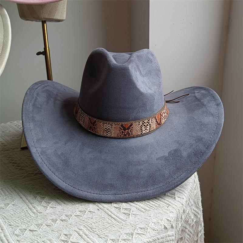 Men s Large Cowboy Hat 58-60cm Suede Snake Print Cowboy Hat Classic Hip-Hop Western Cowboy Hat Water Drop Top Gorras Para Hombre 59-60cm