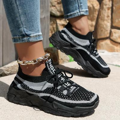 Fashion 2024 Spring and Autumn High Quality Women's Shoes Fashionable Round Toe Color Block Low-top Lace-up Women's Sports Shoes