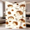1pc Bohemian Hedgehog Blanket Suitable for Home, Bed, Dorm, Travel & Camping - Reversible Soft Warm - Flannel Throw with Ultrasound Hedgehog Pattern, 