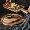 1pcs Solid Wood Steak Plate Creative Pasta Western Food Pizza Plate Simple Stone Flat Plate Japanese Cuisine Home Restaurant