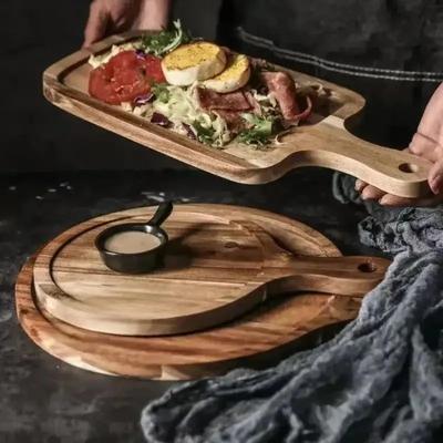 1 pièce Assiette à Steak en Bois Massif Assiette à Pâtes Créative Assiette à Pizza Cuisine Occidentale Assiette Plate Simple en Pierre Cuisine Japonaise Restaurant Maison