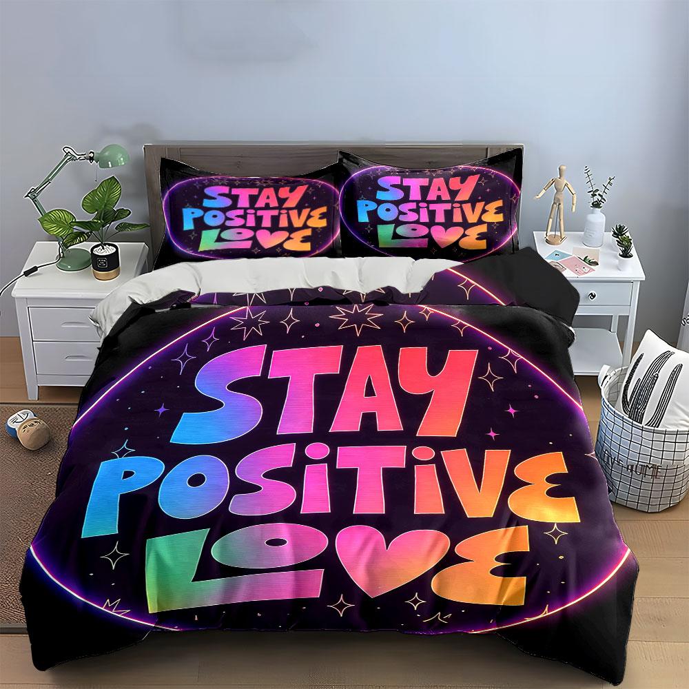 Colorful Motivational Poster Set Soft Comfortable Duvet Cover Bedding Set Included 1*Duvet Cover & 2*Pillowcases, Gift