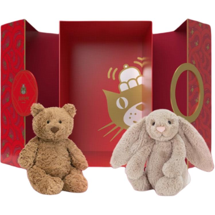 

JELLYCAT Зайчик Бонни Животное Лучший Партнер Подарочная Коробка на Новый Год Медведь Барсело Зайчик Бонни Кукла Плюшевая Фигурка Высота в сидячем положении 22см/31см Высота