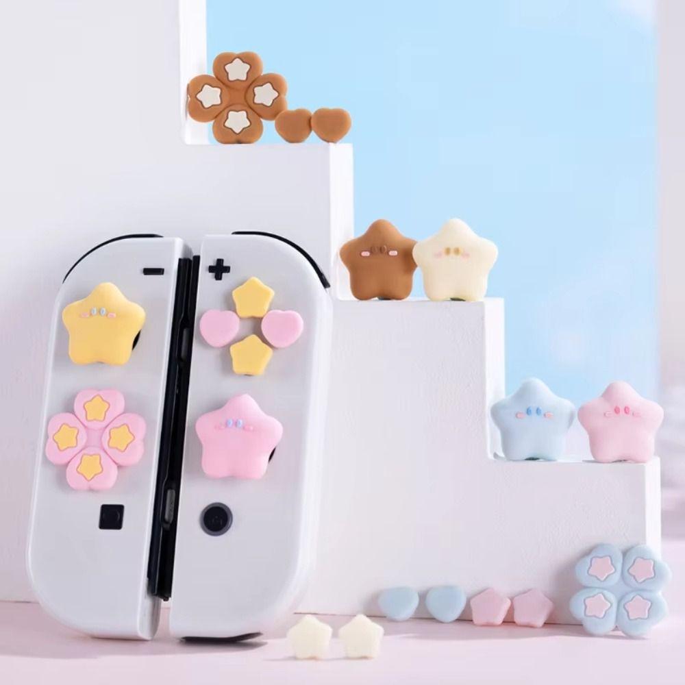 Soft Button Caps Protective Shell ABXY Key Sticker Cute Cross D-pad Cover  Game Accessories