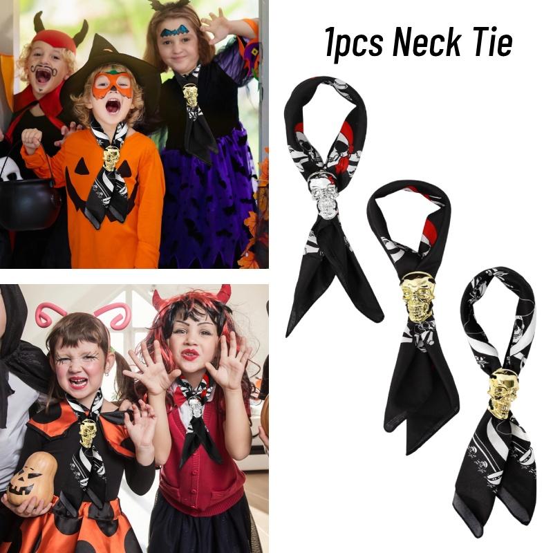 Adults Kids Halloween Pirate Skull Neckties Makeup Costumes Decor Dress Up Props