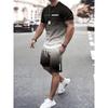 Simple Marble 3D Print Summer Casual Men's Crewneck Top And Shorts Urban Street Fashion Men's Suit Everyday Casual Comfort