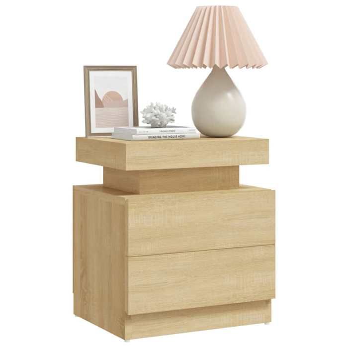 Table de chevet - Chêne sonoma - 45x35x52 cm - Bois d'ingénierie - Stable et facile à nettoyer
