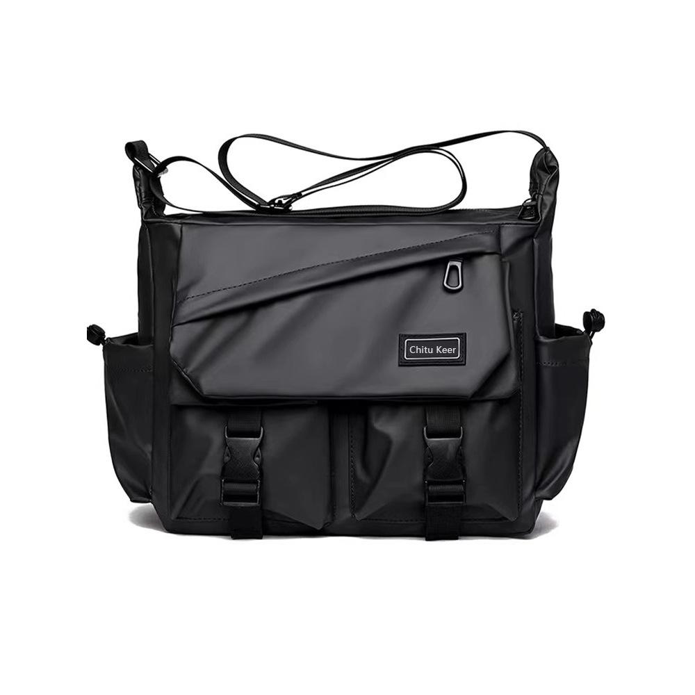 Large capacity men's 2025 fashion trend convenient commuting simple solid color messenger bag crossbody backpack
