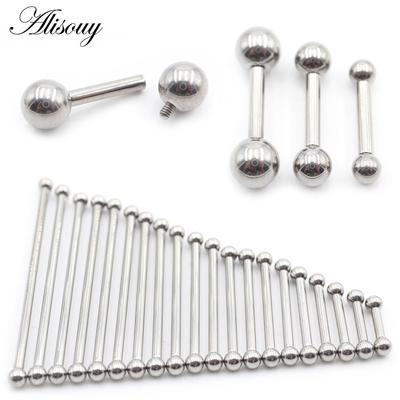 Alisouy 1PC G23 Titan Innengewinde Kugel Piercing Gerade Lange Industrial Barbell Zungenring Ohr Tragus Helix Ohrstecker