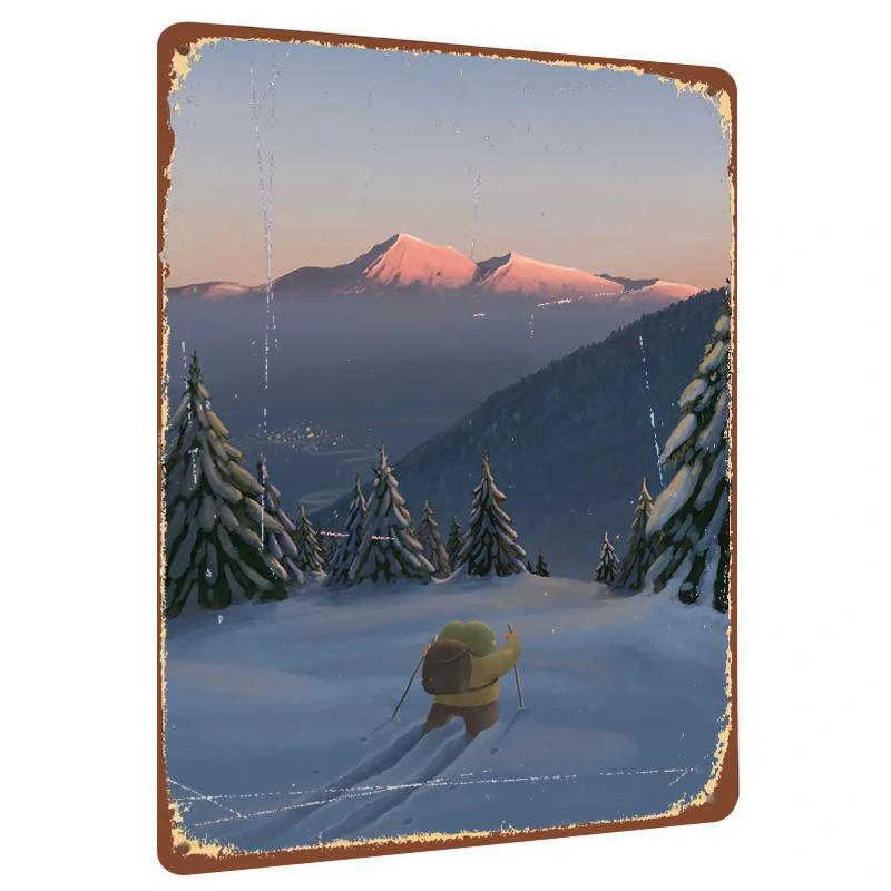 

Custom Snow Mountain Sunset Landscape Metal Wall Art Decor for Living RoomModernHome Decor 20x30cm（7.8x11.8inch）