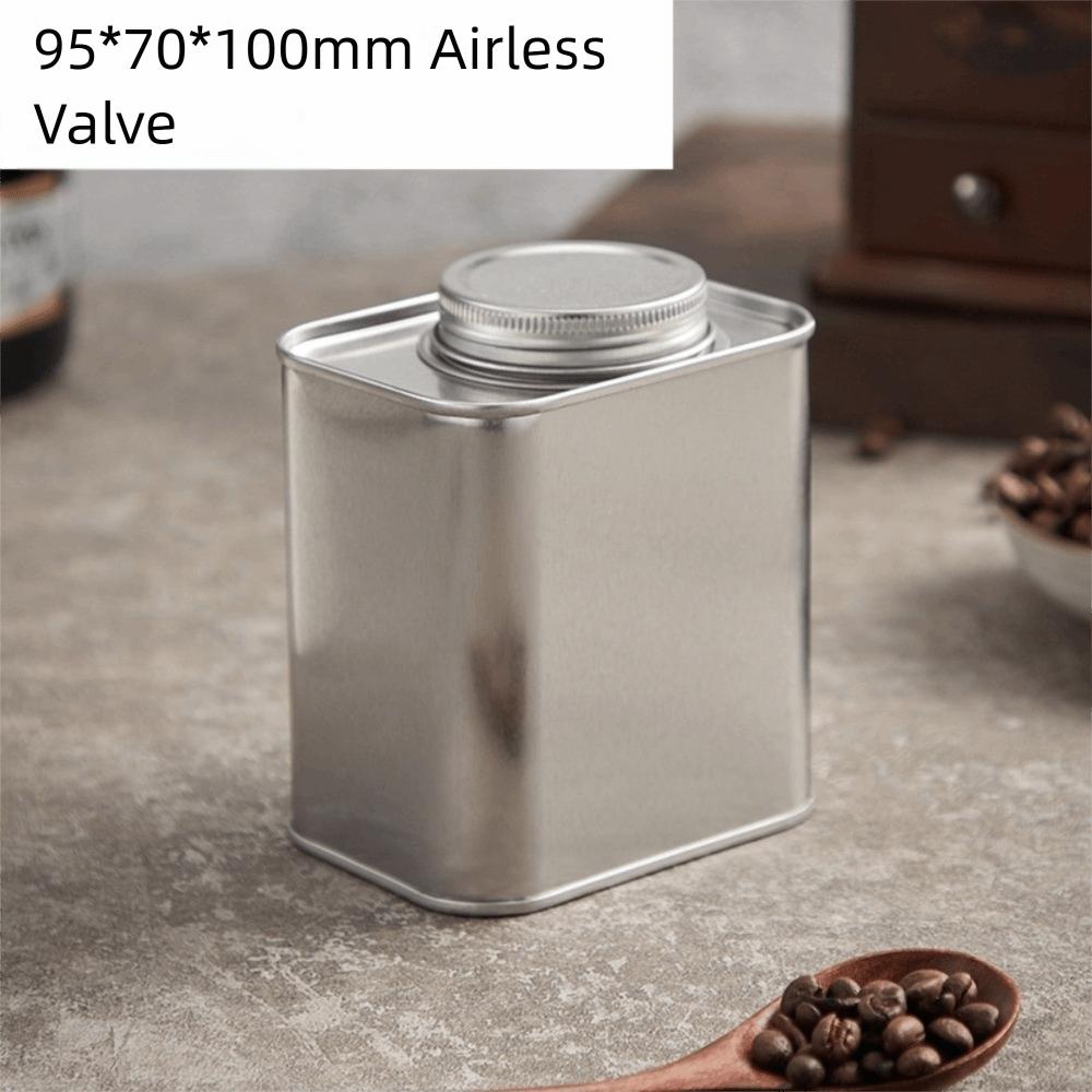New Large-capacity Coffee Sealed Cans One-way Exhaust Square Coffee Powder Storage Jar Kitchen Storage Tools Storage Iron Can