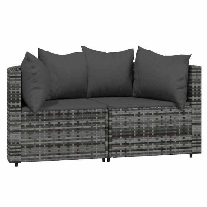 VidaXL Salon de jardin 3 pcs avec coussins Gris Résine tressée, ensemble de salon d'extérieur, ensemble de mobilier 319775