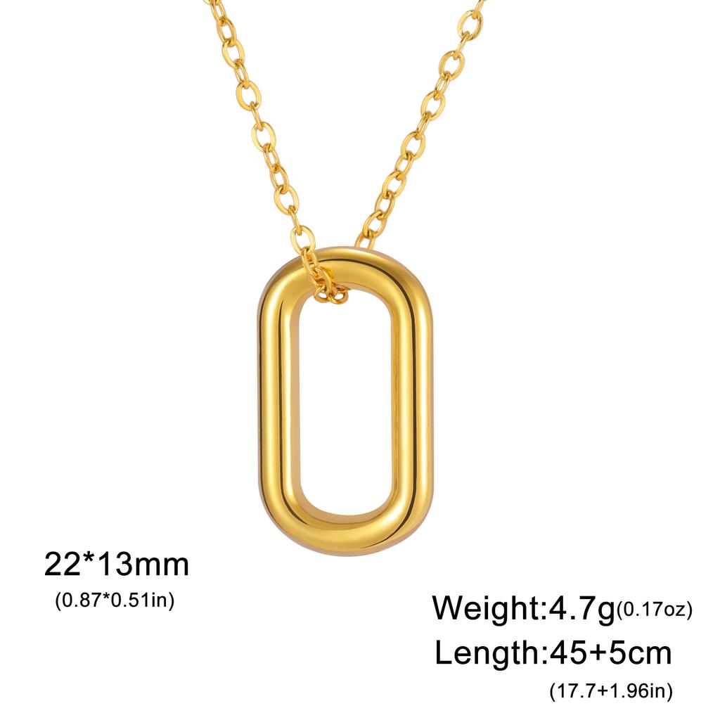 Teamer Minimalist Round Rectangle Pendant Necklace for Women Girls Stainless Steel Trendy Geometric Choker Daily Office Jewelry