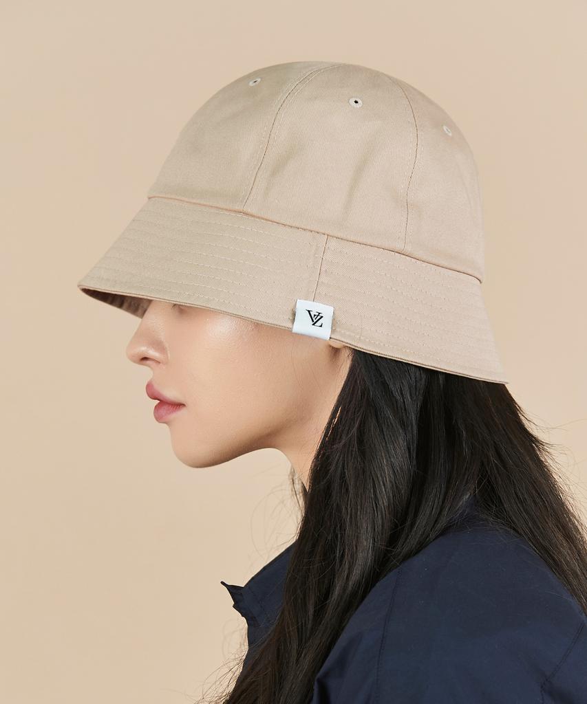 Bajal Monogram Label Round Bucket Hat Beige
