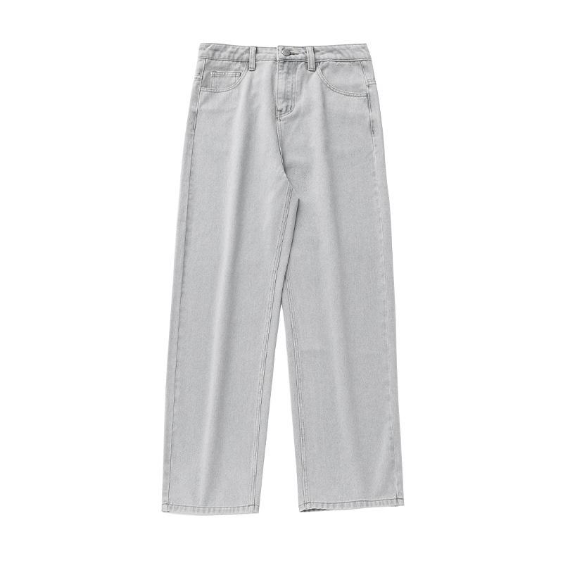 

American retro washed distressed wide-leg jeans for men, new autumn basic loose straight pants, trendy brand long pants XXXL