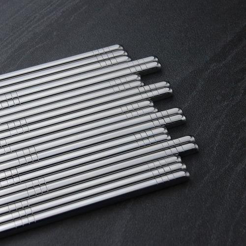 AOOSY Chopsticks, Set of 10, 24cm, Stainless Steel, Korean Metal, Vacuum-Sealed, Lightweight, Korean Tableware, Made In Our Own Factory, Mirror Finish