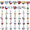 New Copper Spain Uk France Russia Brazil Argentina Peru El Salvador Flag Pendant Fit For Original Bracelets Diy Jewelry