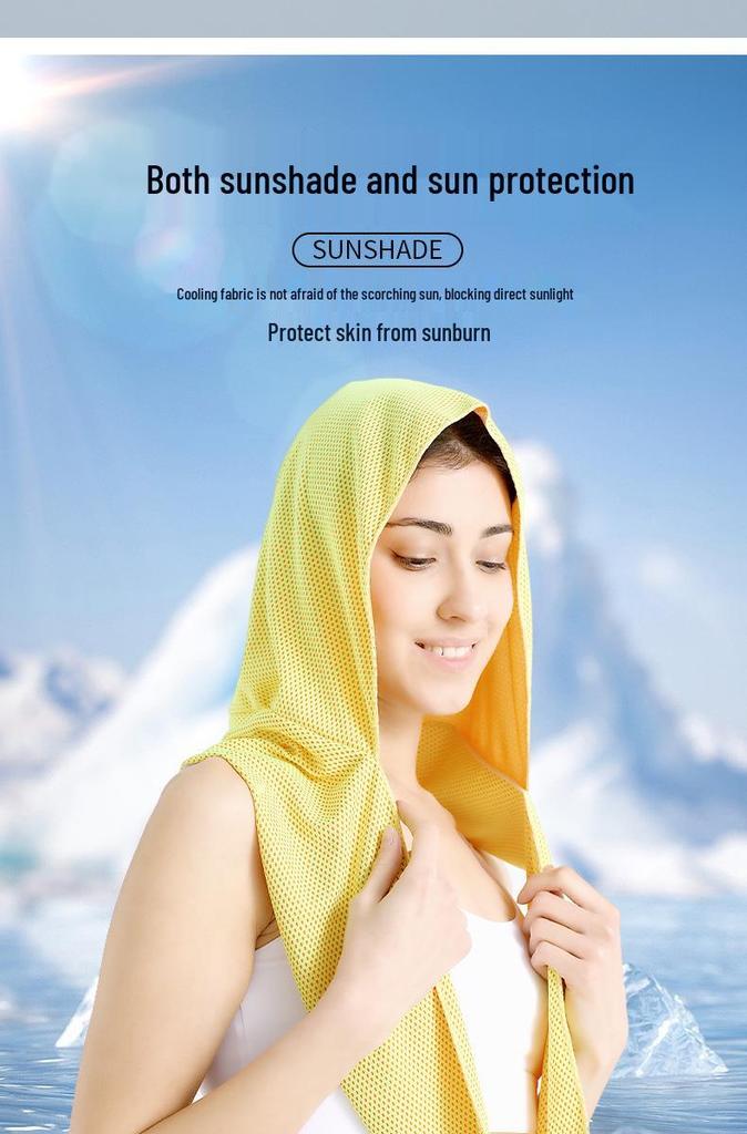 U-Shaped Quick-Drying Cooling Hoodie Towel for Sun Protection: Ideal for Gym, Beach, Camping, and Sports