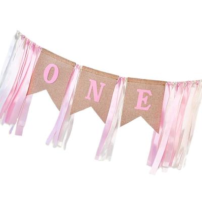 1st Baby Showers Birthday Banners Delicate 1st Birthday Wall Hanging Banners Charm Feature O N E Letter Design
