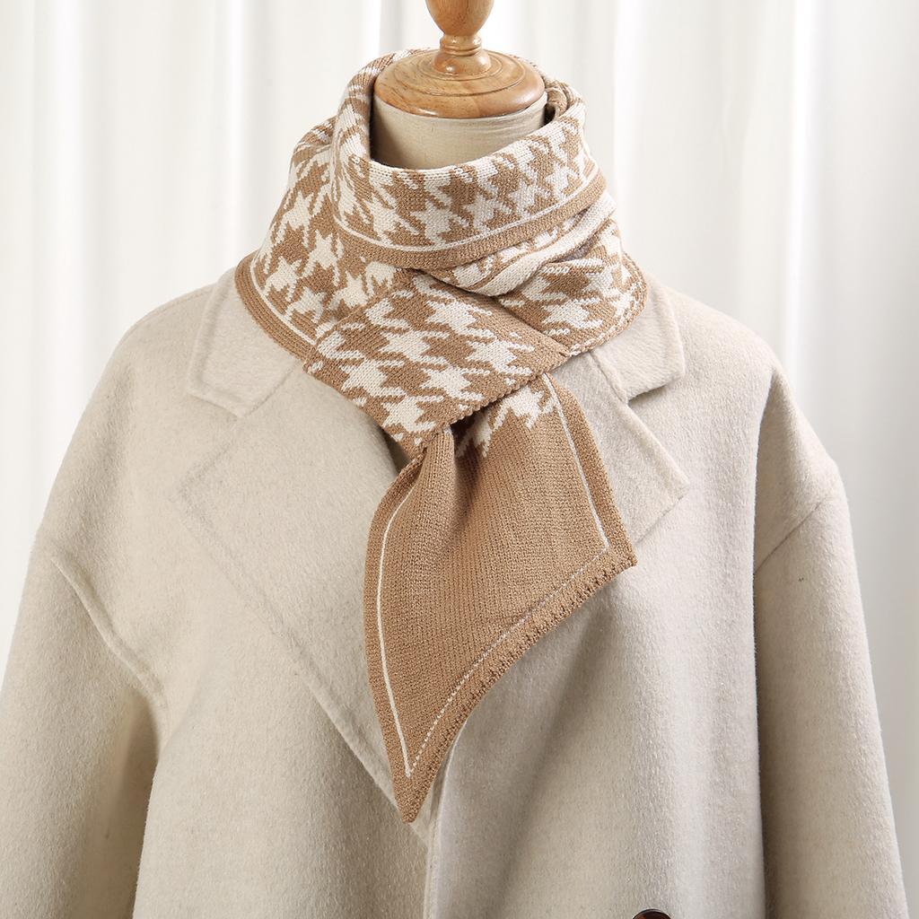 Houndstooth Plaid Luxury Brand Knitted Scarf 2023 New Scarf Women Winter Scarf Long Skinny Small Scarf Female Neckerchief Scarf