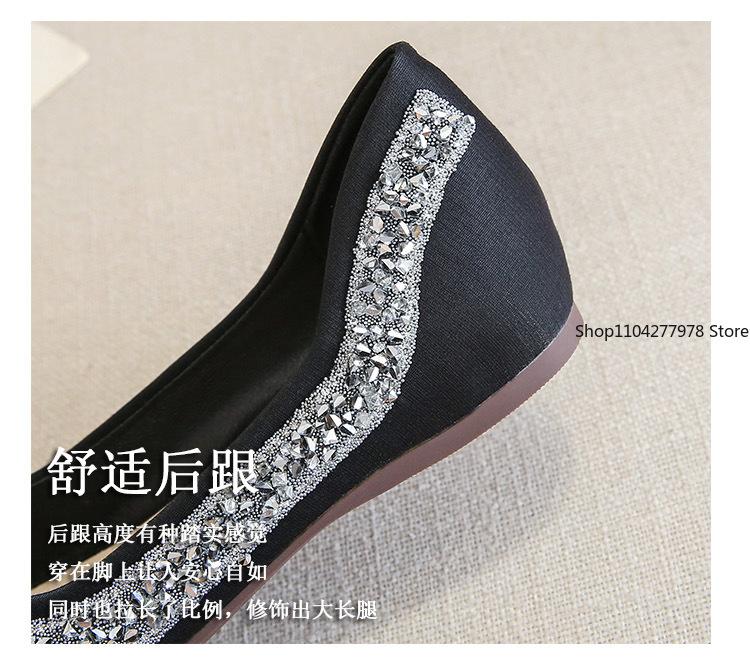 Fashion Ballet Flats Shoes for Women Fashion Rhinestones Bow Flat Footware Female Plus Size Moccasin Boat Shoes Chaussure Femme 2025