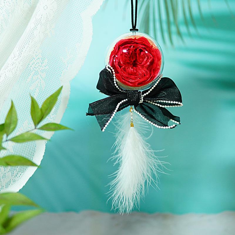 

Eternal Flower Austin Rose Acrylic Large Ball Car Pendant Gift Girlfriend Opening Creative Hanging красный