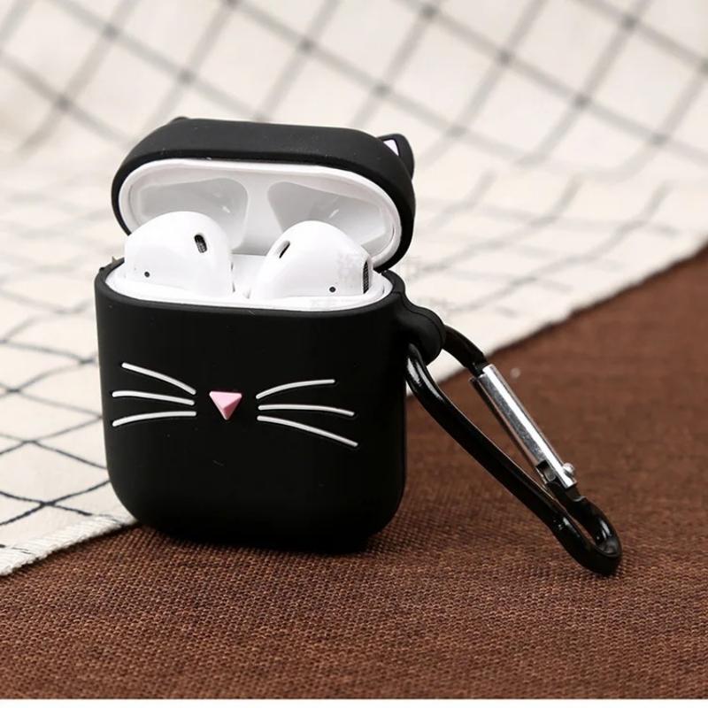 Cute 3D Black Cat Protective Shockproof Earphone Silicone Cover For Airpods Pro 2 Case/Airpods Pro/1/2/3 Case Funda Men Kids