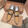 Leather Retro 2025 New One-word Elastic Band Square Head Shallow Mouth Ballet Shoes Flat Single Shoes Women