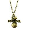 I Love Football Charm Necklace Heart Sports Fan Pendant For Soccer Lovers Casual Jewelry 43cm Chain
