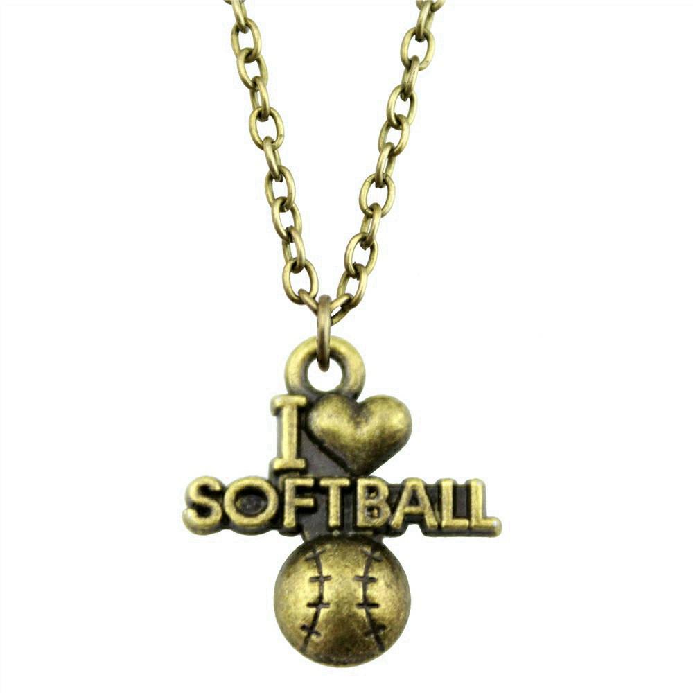 I Love Football Charm Necklace Heart Sports Fan Pendant For Soccer Lovers Casual Jewelry 43cm Chain